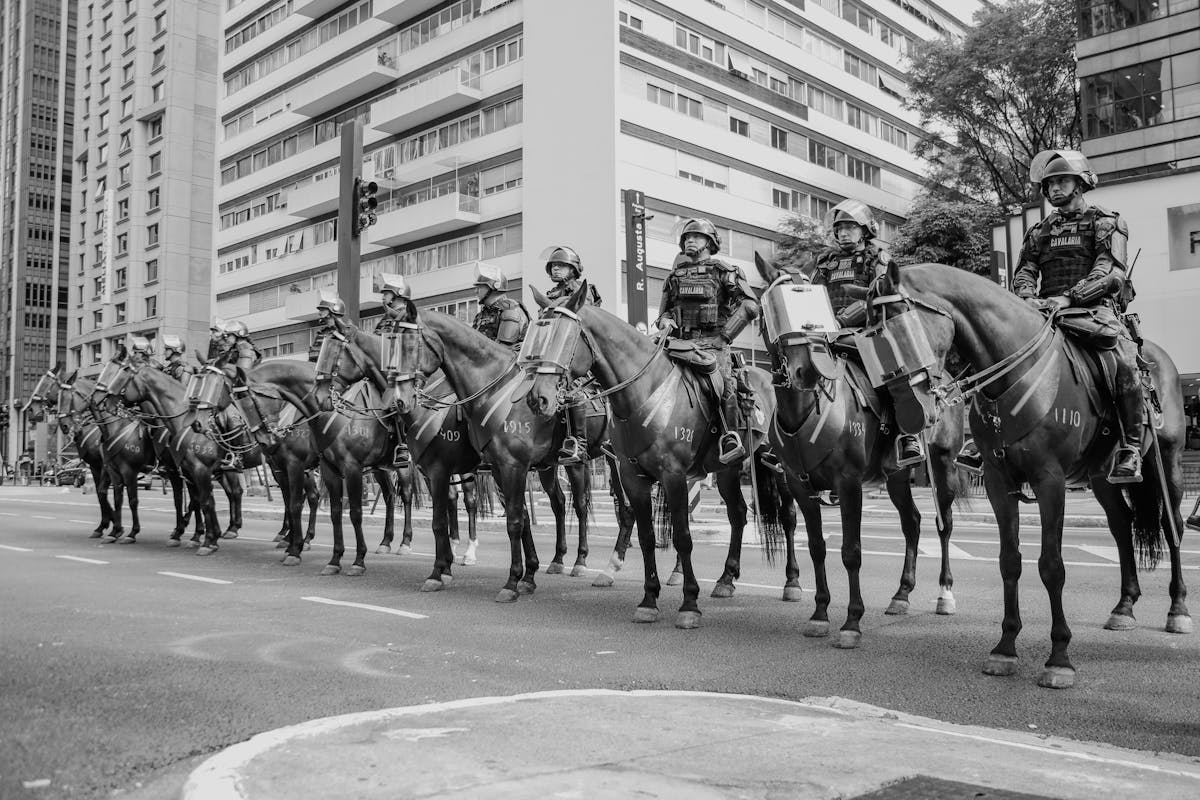 Cavalaria da Polícia Militar de São Paulo em patrulhamento